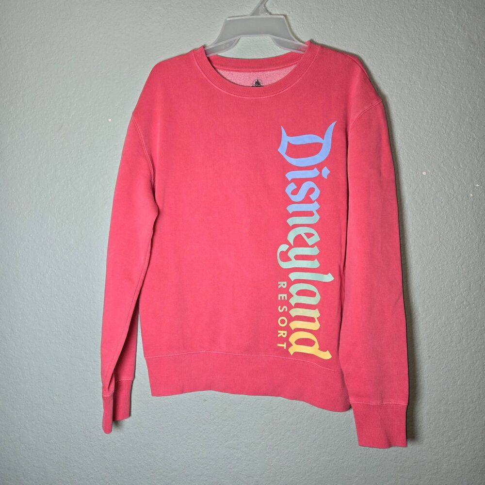 Disney Parks Crewneck Sweatshirt Womens S Pink Disneyland Vertical Logo Theme - Picture 2 of 10